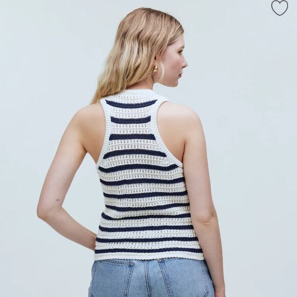 Madewell Crochet-Knit Crewneck Sweater Tank Bright Ivory Size XXS - Picture 4 of 8